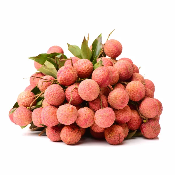 Verse lychee op wit — Stockfoto