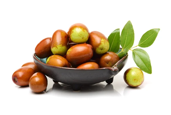 Jujube or chinese date in basket — Stock Photo, Image