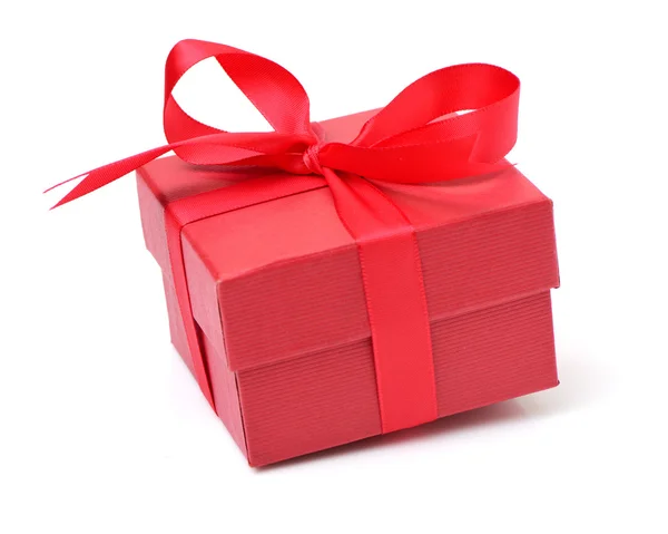 Red gift box with ribbon — Stock Photo, Image