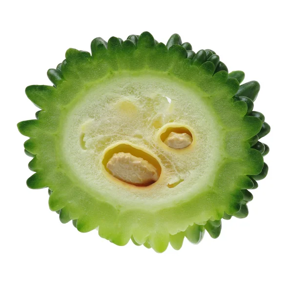 Gorzki melon kromka na białym tle — Zdjęcie stockowe