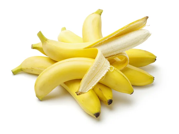 Banane mature fresche su bianco — Foto Stock