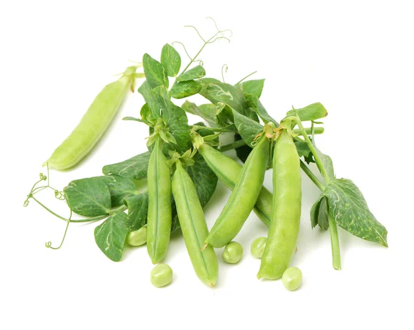 Guisantes frescos aislados sobre fondo blanco — Foto de Stock