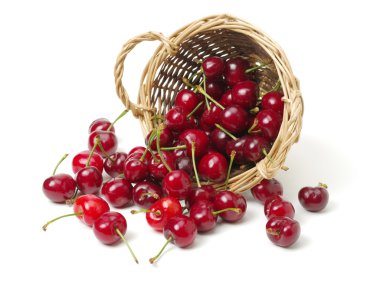 Beyaz arkaplanda kiraz izole