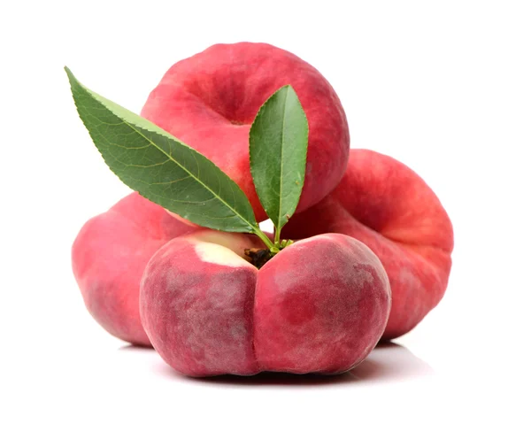 Chinese flat peaches on white — Stock Photo, Image