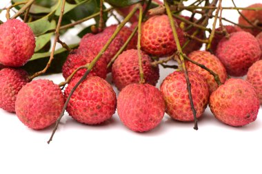 Taze lychee (Çin chinensis) beyaz arka plan üzerinde izole