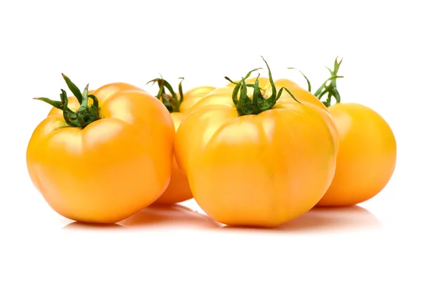 Fresh yellow tomatoes on white — Stock Photo, Image