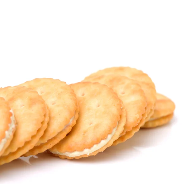 Vanille Sandwich Cookies auf Weiß — Stockfoto