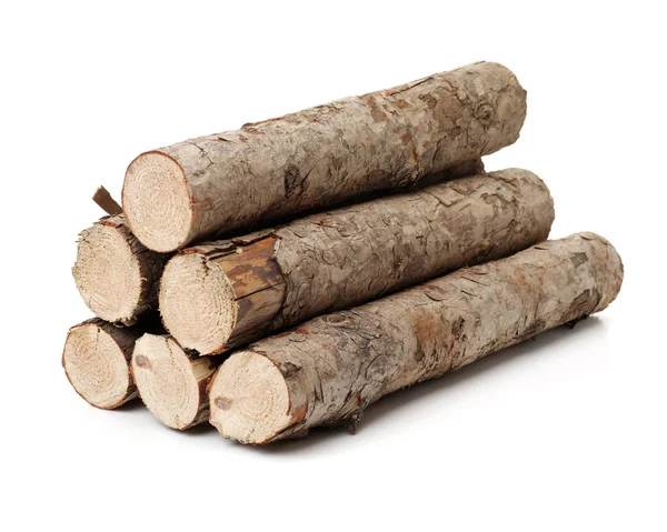 Pine logs op wit — Stockfoto