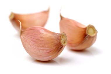 Beyaz üzerine izole edilmiş taze sarımsak. 