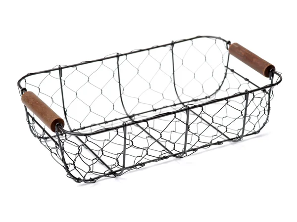 Wire Basket White Background — Stock Photo, Image