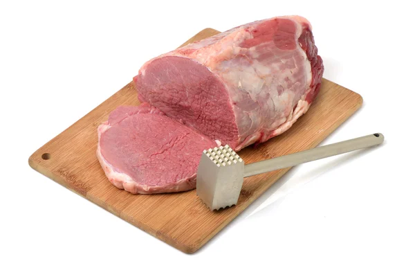 Big red meat chunk and slice — Stock Photo, Image