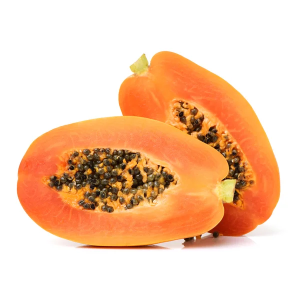 Papaya Fruit Cut Half Isolated White Background — Stock Photo, Image