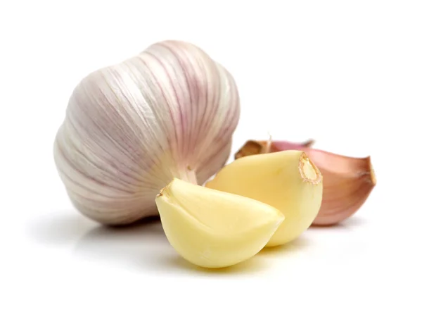 Garlic Closeup Isolated White Background Clipping Path — Stock Photo, Image
