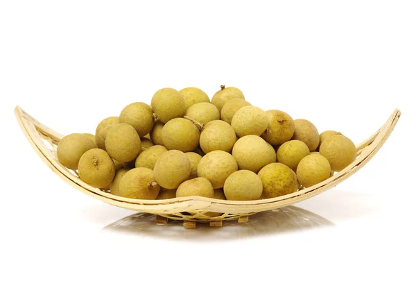 Longan Stacked Heap Plate White Background — Stock Photo, Image