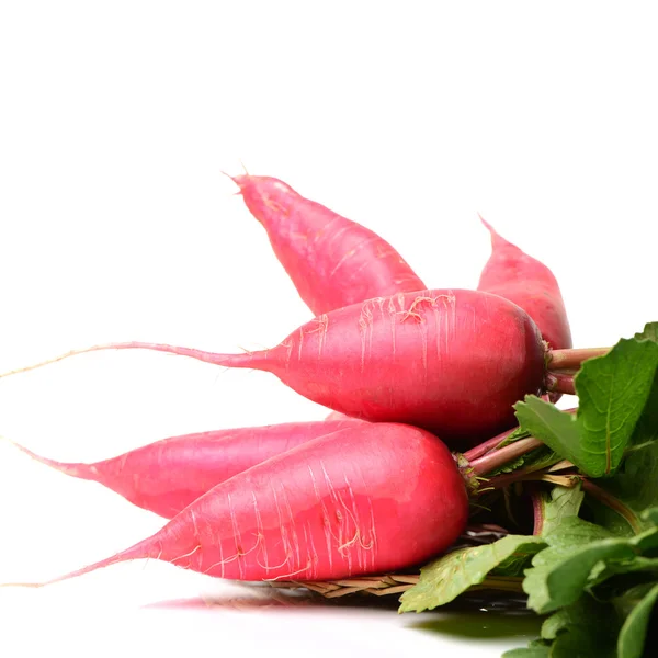 Rábanos Rojos Sobre Blanco —  Fotos de Stock