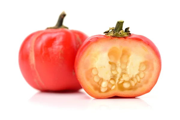 Mini Calabazas Rojas Una Media Aisladas Blanco —  Fotos de Stock