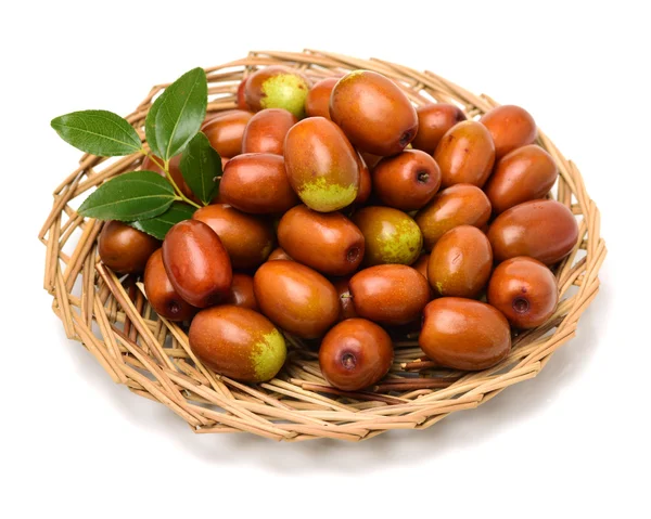 Jujube or chinese date in basket — Stock Photo, Image