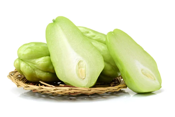 Verse Chayote Geïsoleerd Witte Achtergrond Stockfoto