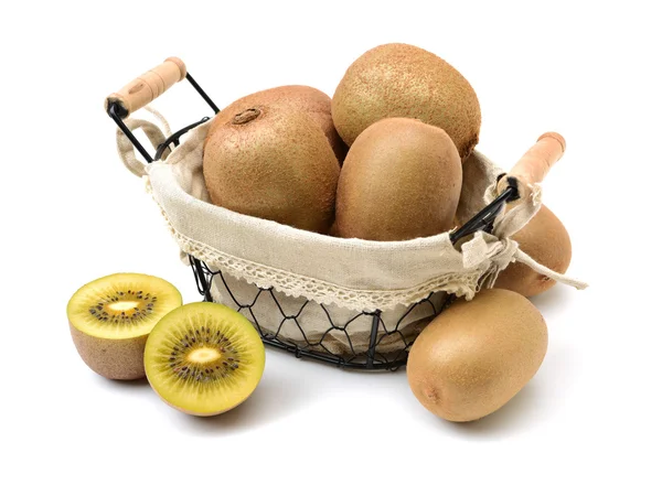 Whole and cut golden kiwifruits — Stock Photo, Image