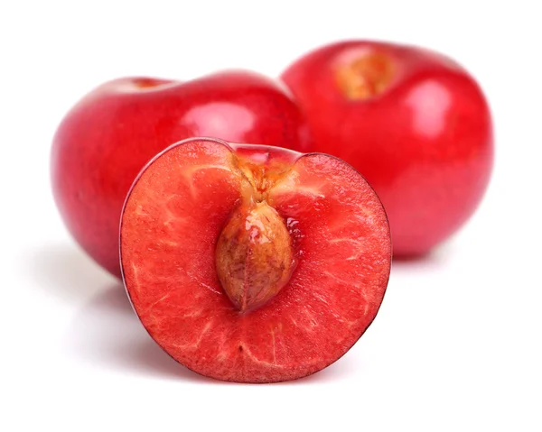 Red Plums White — Stock Photo, Image