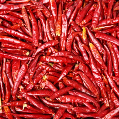 Arka plan olarak kurutulmuş kırmızı biberler