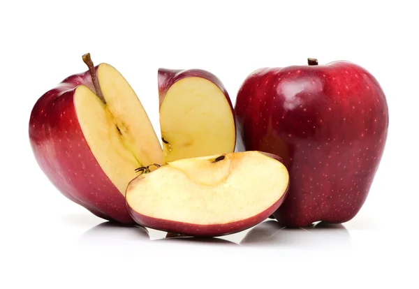 Fresh red apple on wooden — Stock Photo, Image