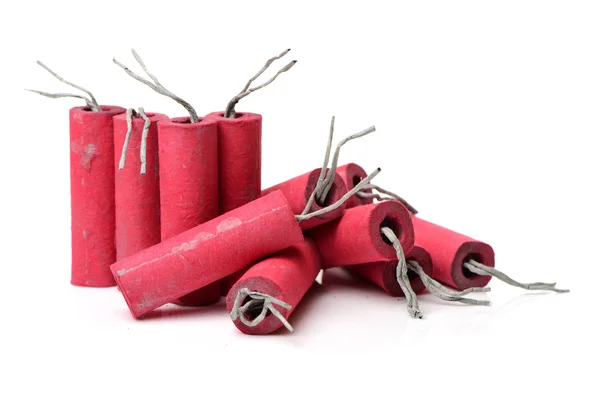 Red Firecrackers on white backgroundRed — Stock Photo, Image