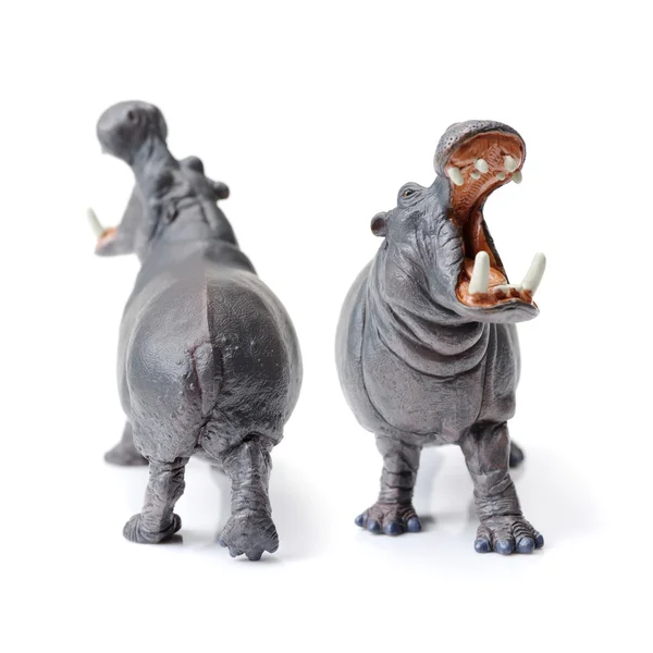 Speelgoed nijlpaard geïsoleerd op wit — Stockfoto
