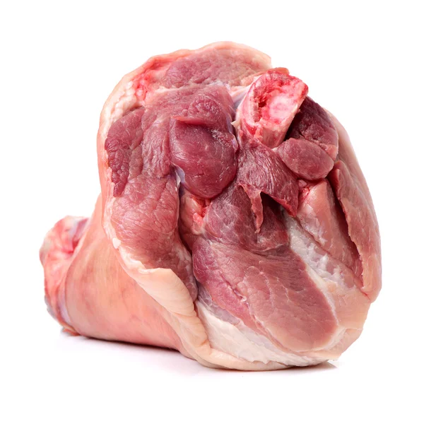 Carne di maiale cruda (coscia) isolata su — Foto Stock