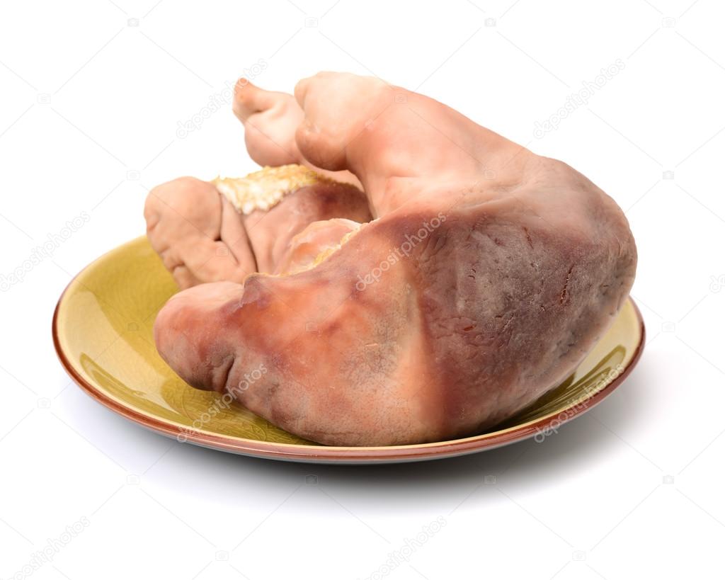 Boiled pig's organs on white 