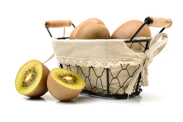 Whole and cut golden kiwifruit/ — Stockfoto