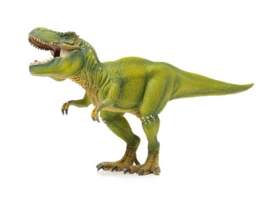 Beyaz arkaplanda yeşil tyrannosaurus