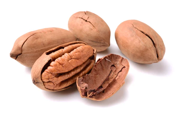 Pecan nuts on white background — Stock Photo, Image