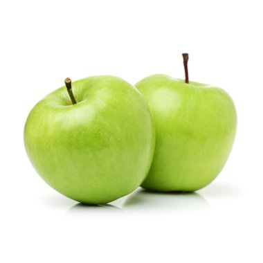 Beyaz arkaplanda yeşil elma