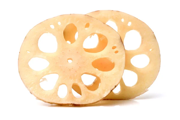 Lotus root op de witte — Stockfoto