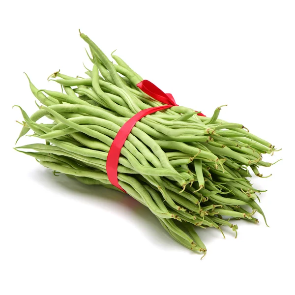 Zelené fazole na bílém — Stock fotografie