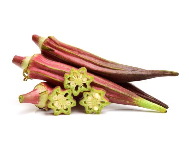 Beyaz zemin üzerine kırmızı bamya