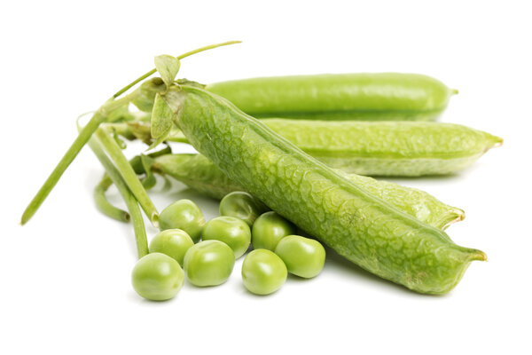 Fresh peas isolated on white 