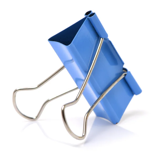 Blue paper clip isolated on — Stock Photo, Image