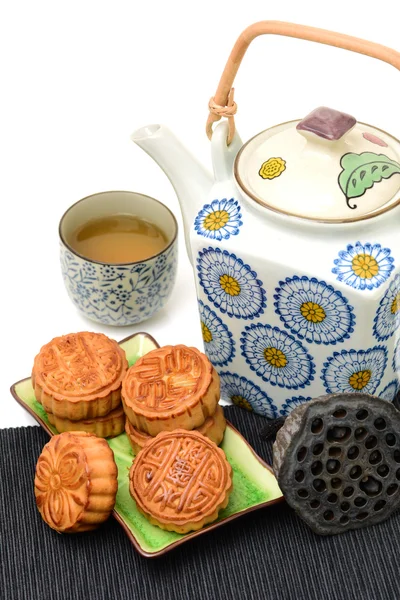 Fresh moon cake on wood — Stock Photo, Image