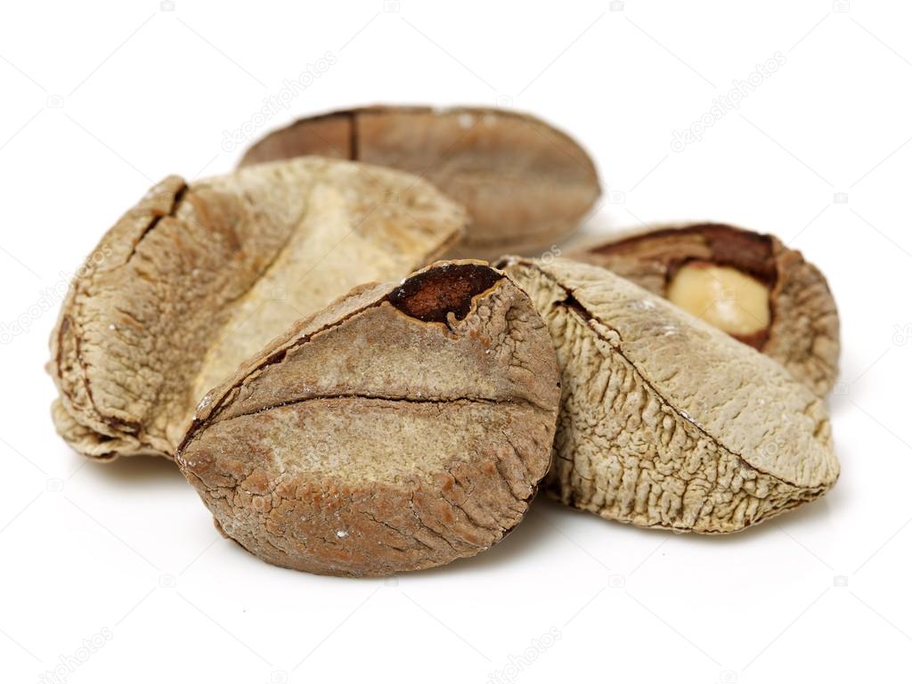 Brazil nuts on white background
