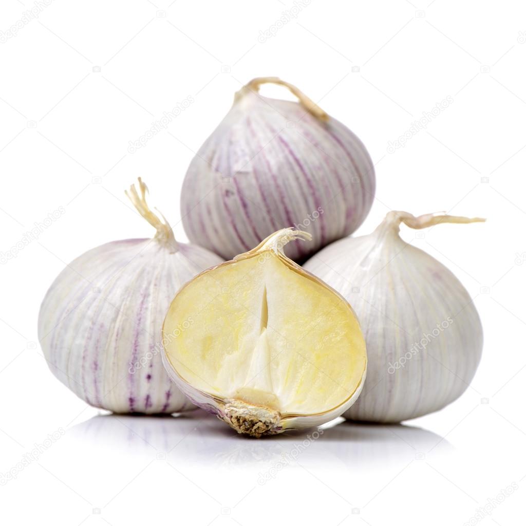 fresh garlic isolated on white 