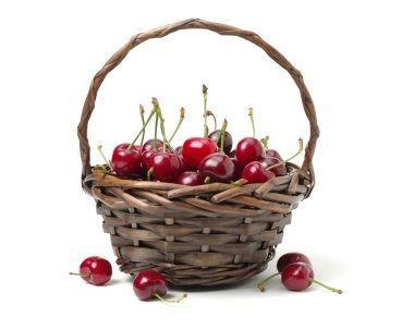 Beyaz arkaplanda kiraz izole