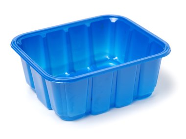 üzerinde izole mavi plastik konteyner 
