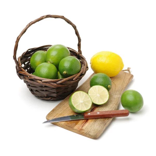 Fresh limes on white background — Stock Photo, Image