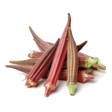 Beyaz zemin üzerine kırmızı bamya