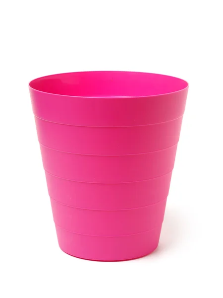 Trash can kunststof roze op — Stockfoto