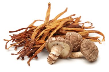 kurutulmuş lily tomurcukları ve shiitake