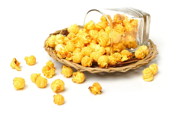Popcorn in glas — Stockfoto