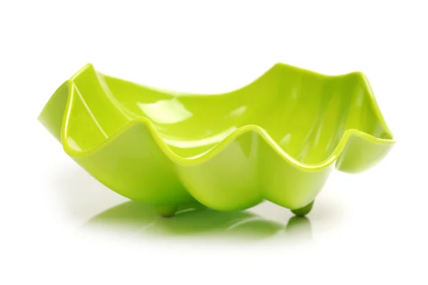 Bright green plastic empty bowl — Zdjęcie stockowe